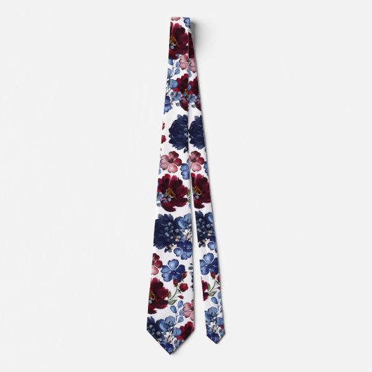 Poppy & Peony Red White & Blue Wedding Stropdas (Voorkant)