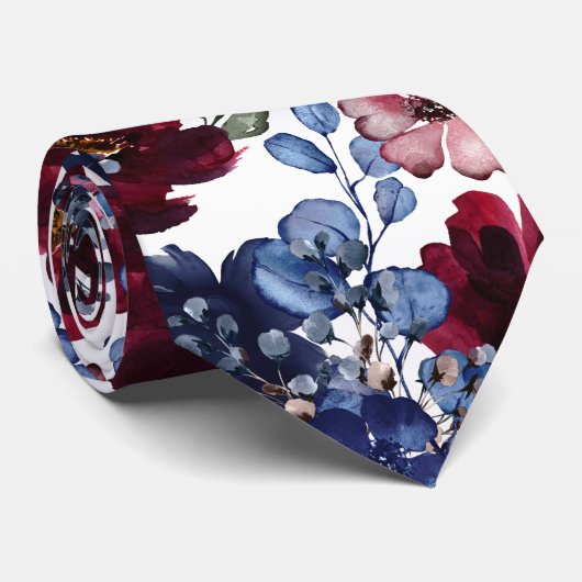 Poppy & Peony Red White & Blue Wedding Stropdas (Opgerold)