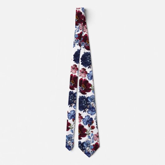 Poppy & Peony Red White & Blue Wedding Stropdas (Achterkant)