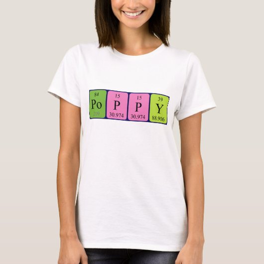 Poppy periodiek lijstnaam shirt (Voorkant)