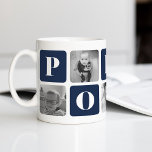 POPPY Photo Collage Koffiemok<br><div class="desc">Pas dit schattige moderne ontwerp van de mok aan om je favoriete grootvader te vieren deze Vaderdag, Kerstmis of verjaardag! Het ontwerp biedt afwisselende vierkantjes foto's en diepe blauw brievenblokken met de spelling "POPPY" in modern serif lettering. Voeg vijf van uw favoriete vierkantsfoto's (perfect voor Instagram!) toe gebruikend de verstrekte...</div>