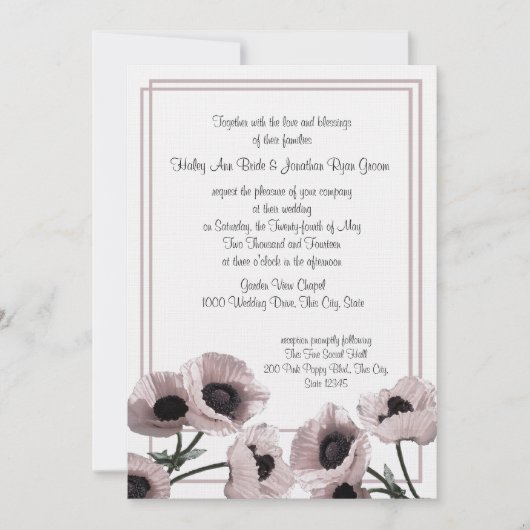 Poppy Pink Wedding Kaart (Voorkant)