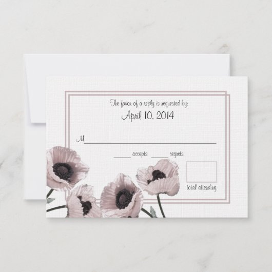 Poppy Pink Wedding Response Kaart (Voorkant)