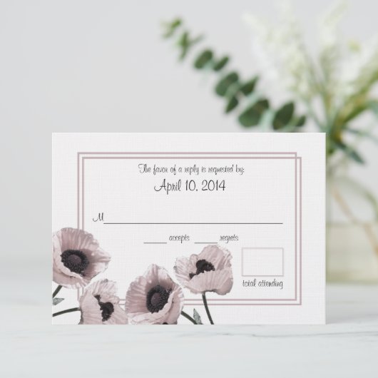 Poppy Pink Wedding Response Kaart (Staand voorkant)