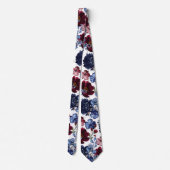Poppy & Pioenrood Wit & Blauw Bruiloft Stropdas (Achterkant)
