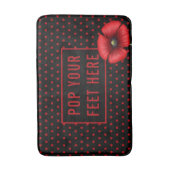 Poppy Polka Dot Patroon Rood en Zwart Bad Mat (Voorkant Verticaal)