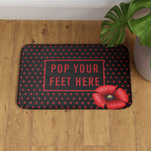 Poppy Polka Dot Patroon Rood en Zwart Bad Mat