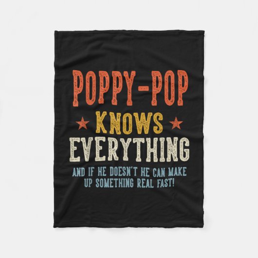 Poppy-pop weet alles vaderdag retro fleece deken (Voorkant)