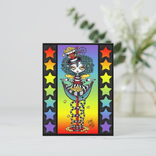 Poppy Popcorn Pixie Stick Rainbow Circus Briefkaar Briefkaart (Staand voorkant)