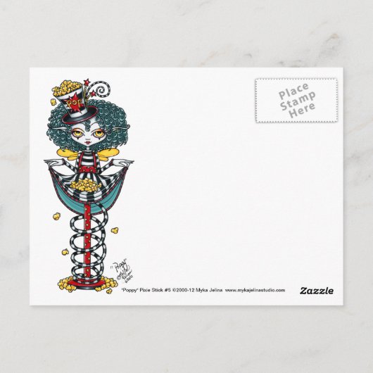 Poppy Popcorn Pixie Stick Rainbow Circus Briefkaar Briefkaart (Achterkant)