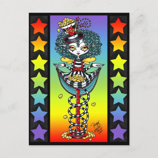 Poppy Popcorn Pixie Stick Rainbow Circus Briefkaar Briefkaart (Voorkant)