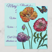 Poppy Poppies Art Waterverf Birthday Uitnodiging (Voorkant / Achterkant)