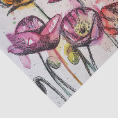 Poppy Poppies Paarse Waterverf Bloembloem Tissuepapier (Detail)