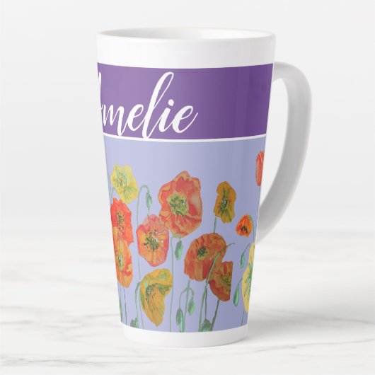 Poppy Poppies Red Lavender paarse kunst Mok schild (Rechterhoek)