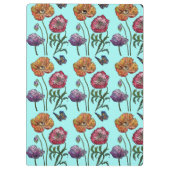 Poppy Poppies Red Shabby Chic Aqua Floral Flowers Klembord (Achterkant)