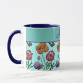 Poppy Poppies Red Shabby Chic Aqua Floral Flowers Mok (Links)