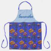 Poppy Poppies Red Shabby Chic Blue Gingham Floral  Schort (Voorkant)