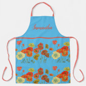 Poppy Poppies Red Waterverf Blue Floral Apron Schort (Voorkant)