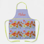 Poppy Poppies Red Waterverf Lila Floral Apron Schort (Voorkant)