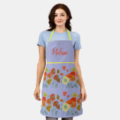 Poppy Poppies Red Waterverf Lila Floral Apron Schort (Gedragen)
