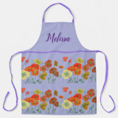 Poppy Poppies Red Waterverf Lila Floral Apron Schort (Voorkant)