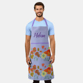 Poppy Poppies Red Waterverf Lila Floral Apron Schort (Gedragen)