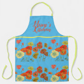 Poppy Poppies Red Waterverf Mums Blue Floral Schort (Voorkant)