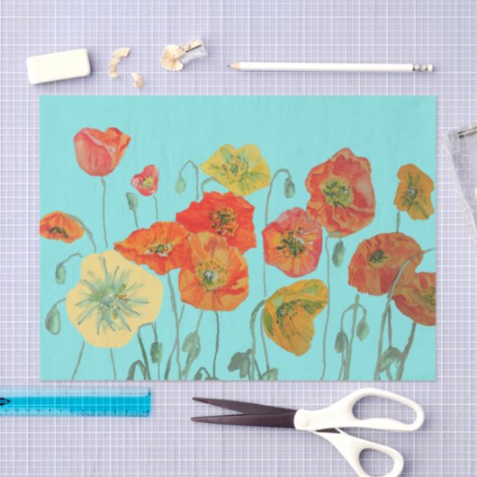 Poppy Poppies Rode Waterverf Bloembloem Tissuepapier (Craft)