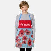 Poppy Poppies Rode Waterverf Kinder Meisjes Bloeme Schort (Gedragen)