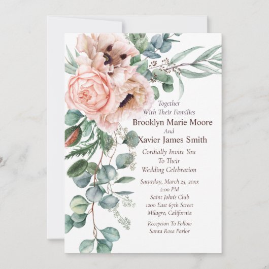 Poppy Radiance bruiloft Kaart (Voorkant)