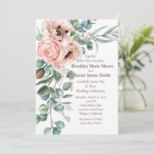 Poppy Radiance bruiloft Kaart (Staand voorkant)