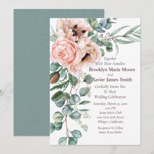 Poppy Radiance bruiloft Kaart (Voorkant / Achterkant)