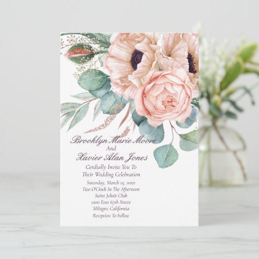 Poppy Radiance bruiloft Kaart (Staand voorkant)