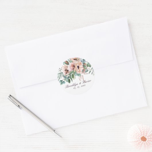 Poppy Radiance bruiloft Ronde Sticker (Envelop)