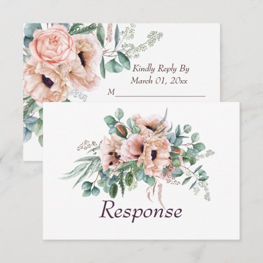 Poppy Radiance Bruiloft RSVP/Reactie RSVP Kaartje (Voorkant / Achterkant)