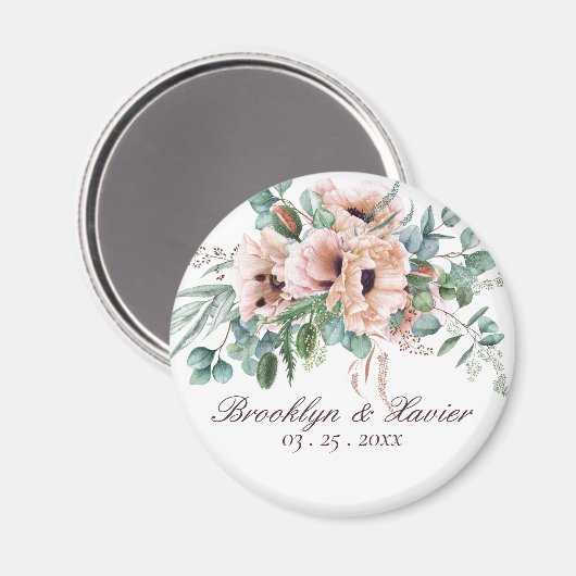 Poppy Radiance Wedding Favor Magneet (Voorkant / Achterkant)