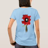 Poppy red black polka dots green leaf shirt (Achterkant)