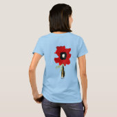 Poppy red black polka dots green leaf shirt (Achterkant volledig)