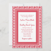 Poppy Red en White Floral Wedding Invitation Kaart (Voorkant)