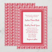 Poppy Red en White Floral Wedding Invitation Kaart (Voorkant / Achterkant)