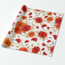 Poppy Red Flower Oranje Glam White Gold Metallic
