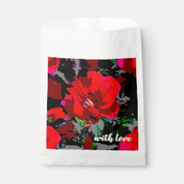 Poppy Red Retro Floral Design Bedankzakje