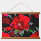 Poppy Red Retro Floral Design Hangend Wandkleed (Voorkant)