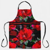 Poppy Red Retro Floral Design met strip Schort (Voorkant)