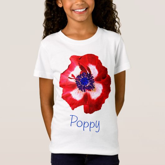 Poppy Red White Blue Name girl t-shirt (Voorkant)