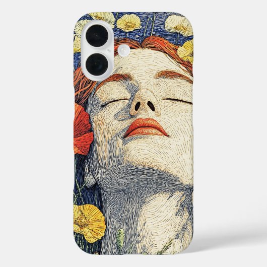 Poppy Reverie Dreaming Redhead Graphic iPhone Case (Achterkant)