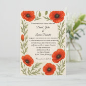 Poppy Reverie Photo Wedding Invitation Kaart (Staand voorkant)
