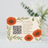 Poppy Reverie QR Code RSVP Card Kaartje (Staand voorkant)