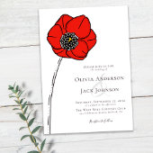Poppy Rode Bloem Bruiloft Kaart