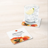 Poppy Rode Bloem Klassieke Bruiloft Welkom Kartonnen Onderzetters (Insitu)